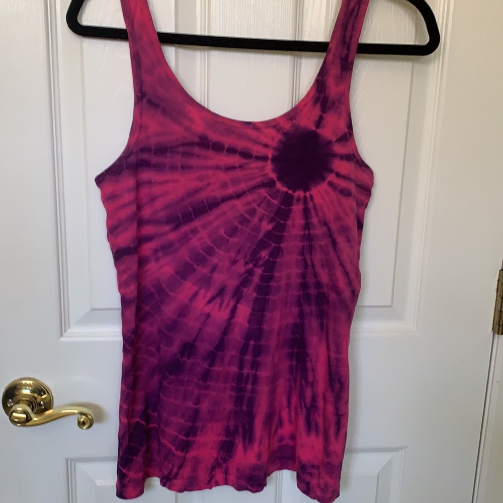 STRANDED tie dye tank top blue &hot pink EUC